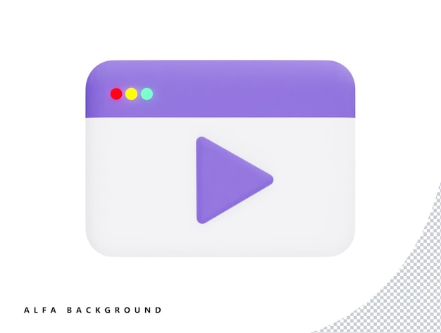 Video player web page play button video streaming with 3d vector icon cartoon minimal style