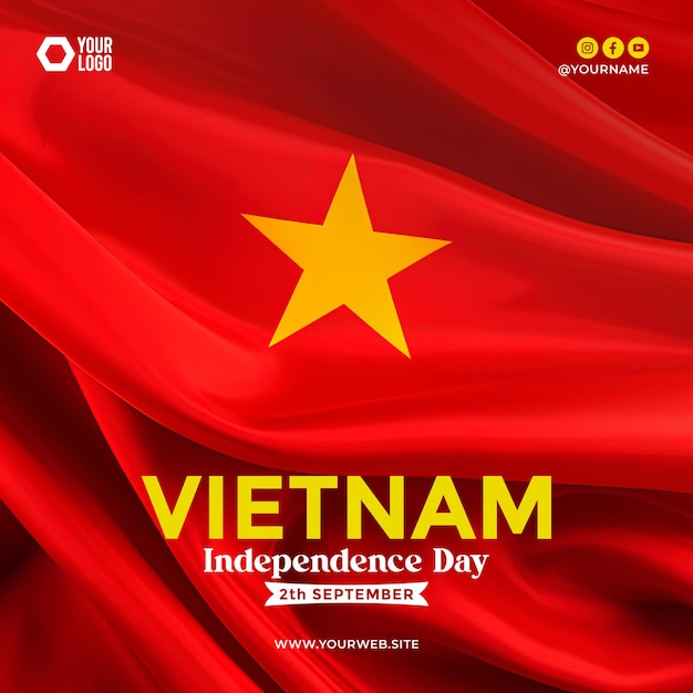 Vietnam Independence Day social media post with flag background