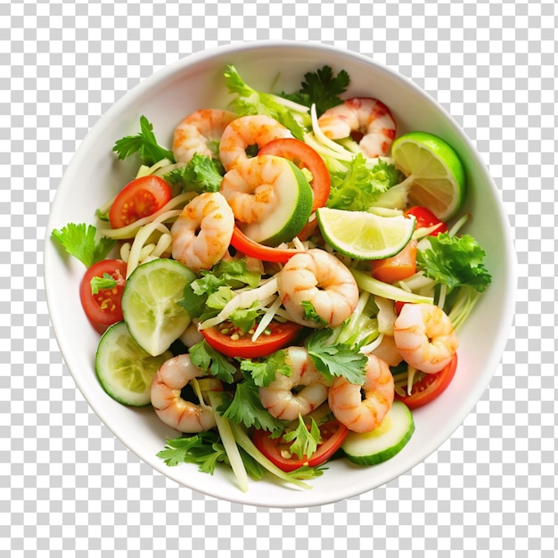 PSD vietnamese shrimp salad on white bowl isolated on transparent background