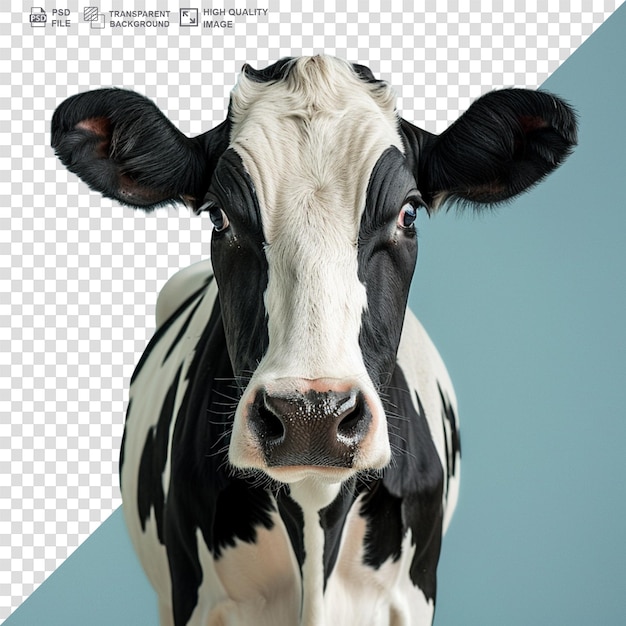 view of a beautiful cow on transparent background