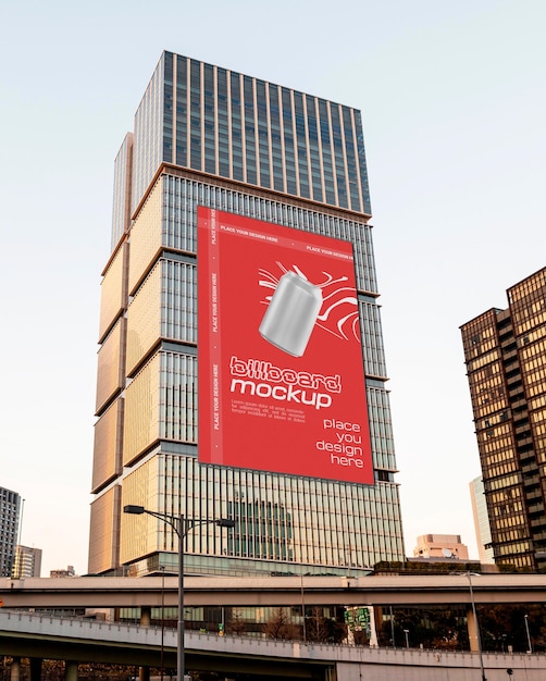 View of cgi billboard on city building