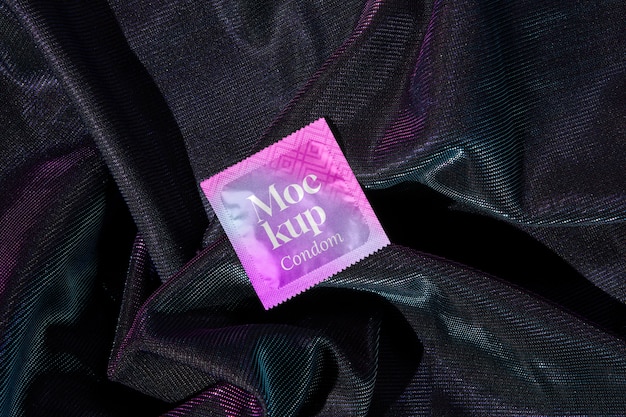 View of condom in plastic wrapper