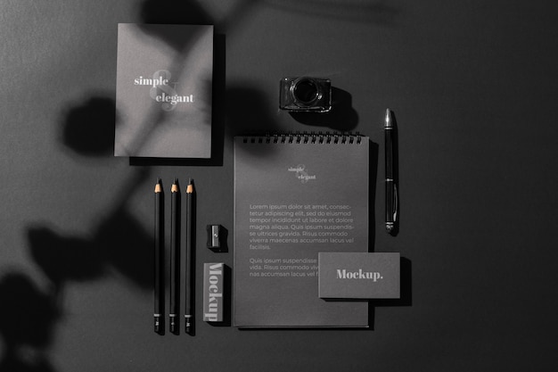 Above view elegant stationery mockup