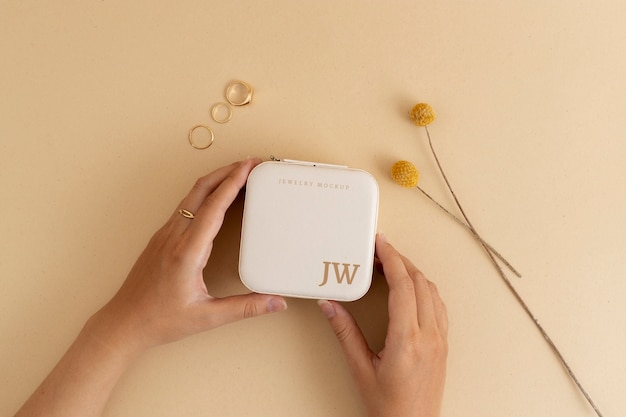 View of elegant white jewelry box