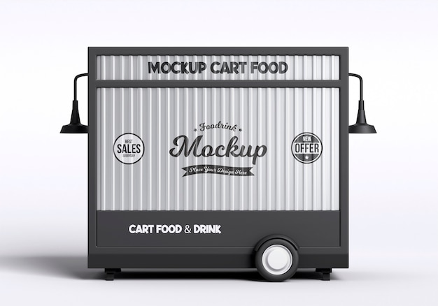 View of food cart mock-up design with wheels