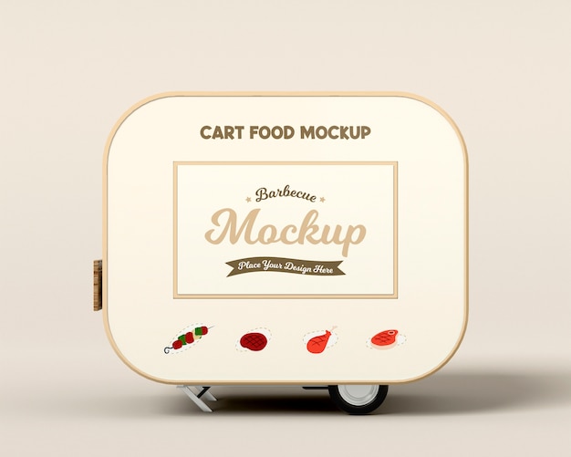 View of food cart mock-up design with wheels