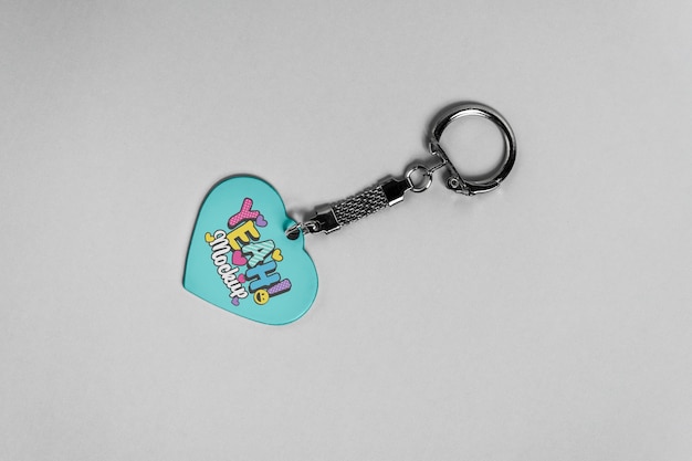 PSD above view keychain on white background