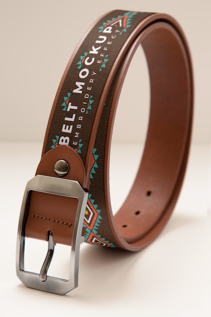 PSD view of leather belt with buckle