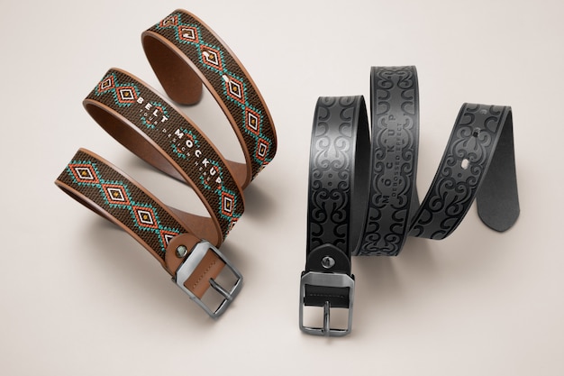 PSD view of leather belt with buckle