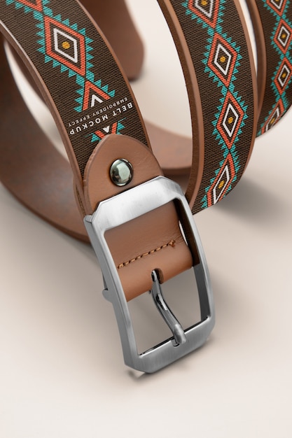 PSD view of leather belt with buckle