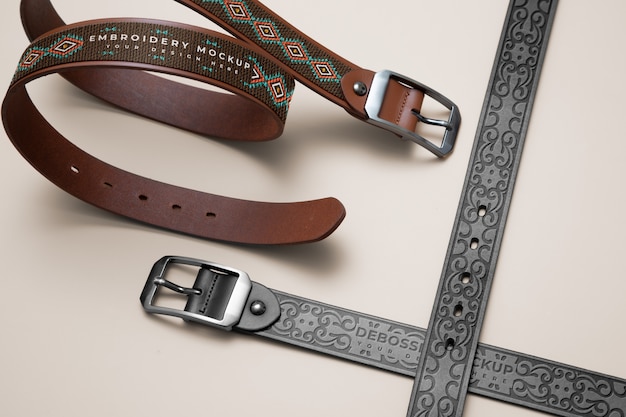 PSD view of leather belt with buckle