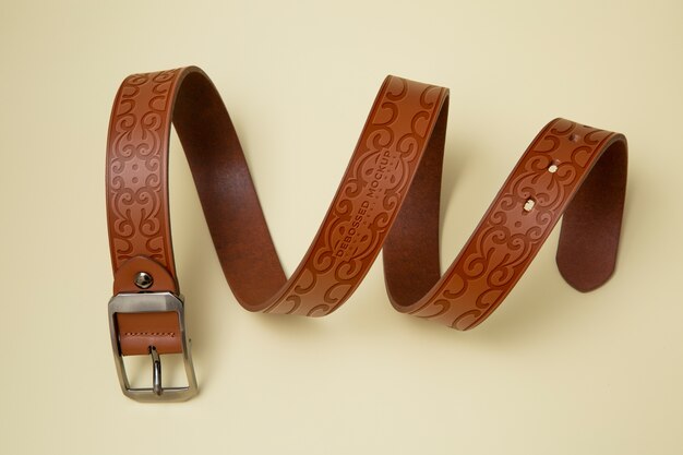 PSD view of leather belt with buckle