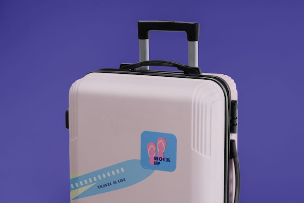 View of luggage mock-up with stickers