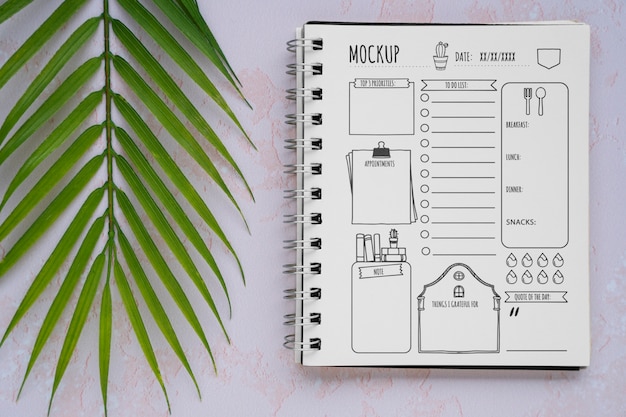 PSD view of paper journal/planner mock-up design