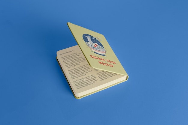 View of square paper book mock-up