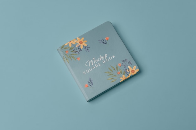 PSD view of square paper book mock-up