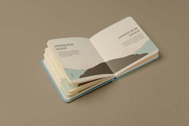 View of square paper book mock-up