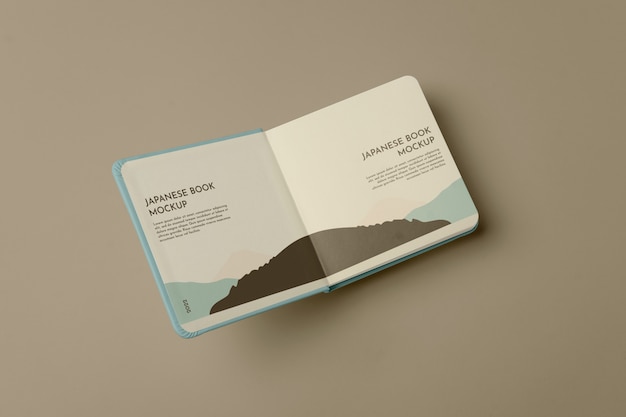 View of square paper book mock-up