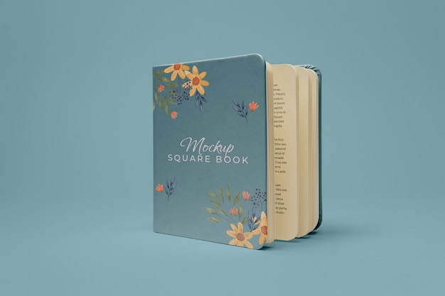 View of square paper book mock-up