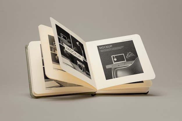 View of square paper book mock-up