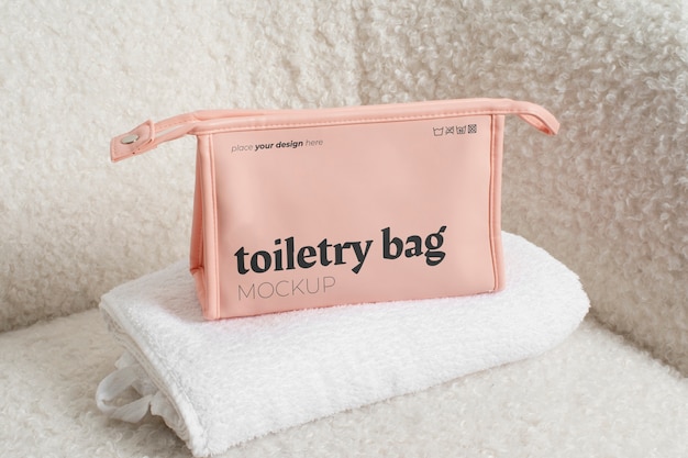 View of toiletry bag for cosmetic bathroom products