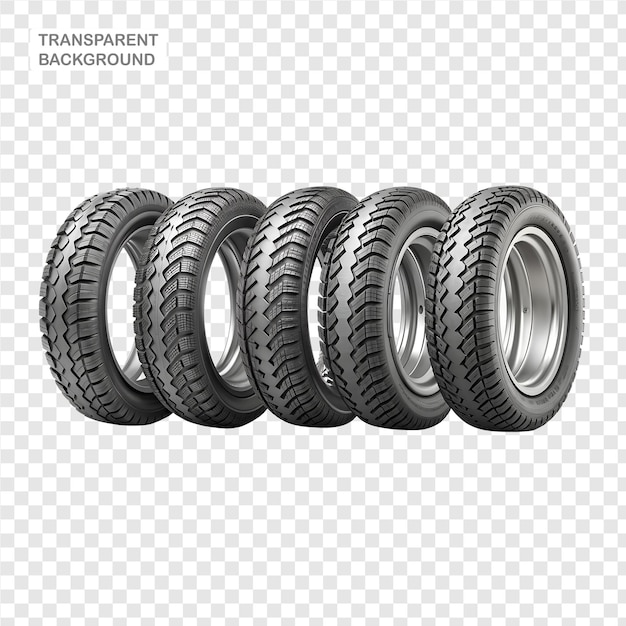 Views of racing offroad and road motorcycle tires from the front and side 3D illustration