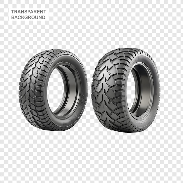 Views of racing offroad and road motorcycle tires from the front and side 3D illustration