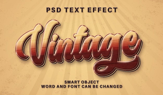 Vintage 3d editable text effect template