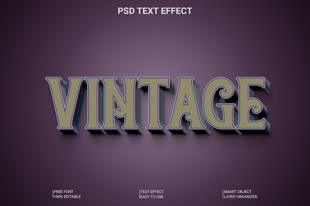 Vintage 3d editable text style effect