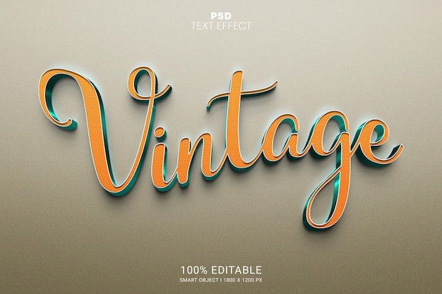 Vintage 3D PSD Editable Text Effect Design