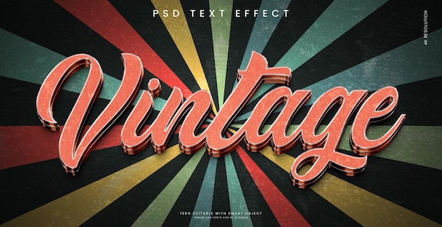 Vintage 3d text effect mockup template