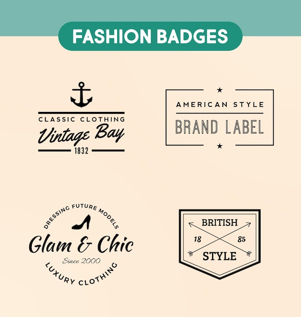 PSD vintage badge logos for fashion and apparel branding