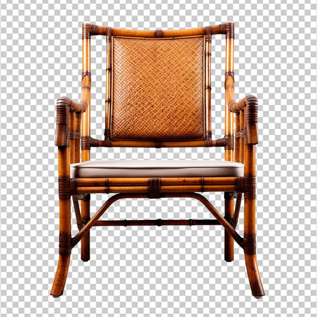 vintage bamboo armchair png on white background