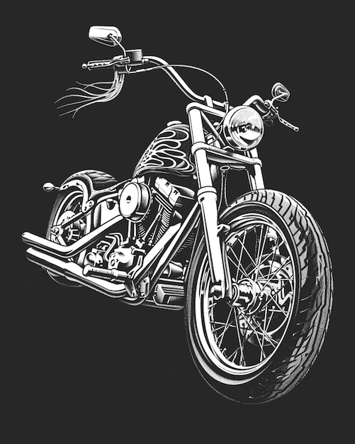 vintage black motorcycle illustration t shirt design template