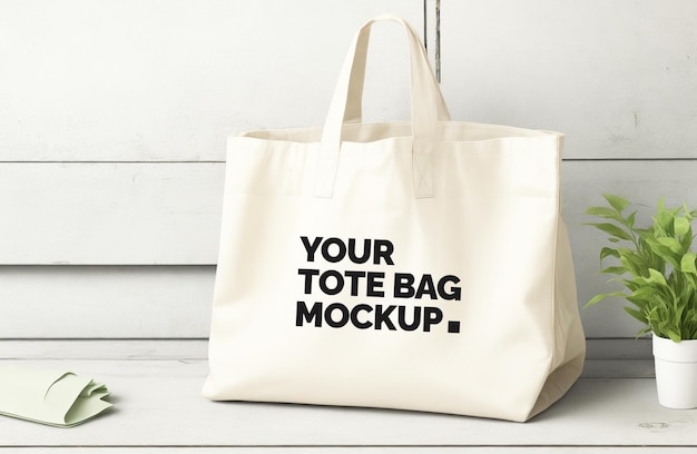 Vintage blank canvas tote bag mockups