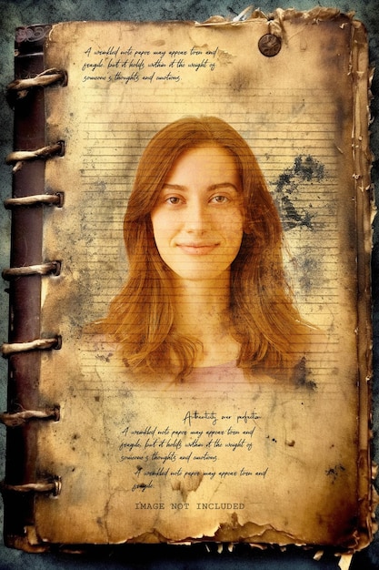 Vintage blank sheet of an old notebook photo effect PSD