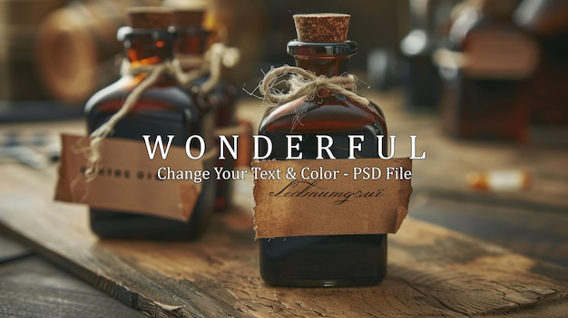 PSD vintage bottles with mysterious potions