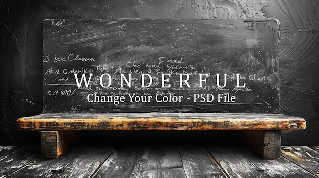 PSD vintage chalkboard on wooden stand