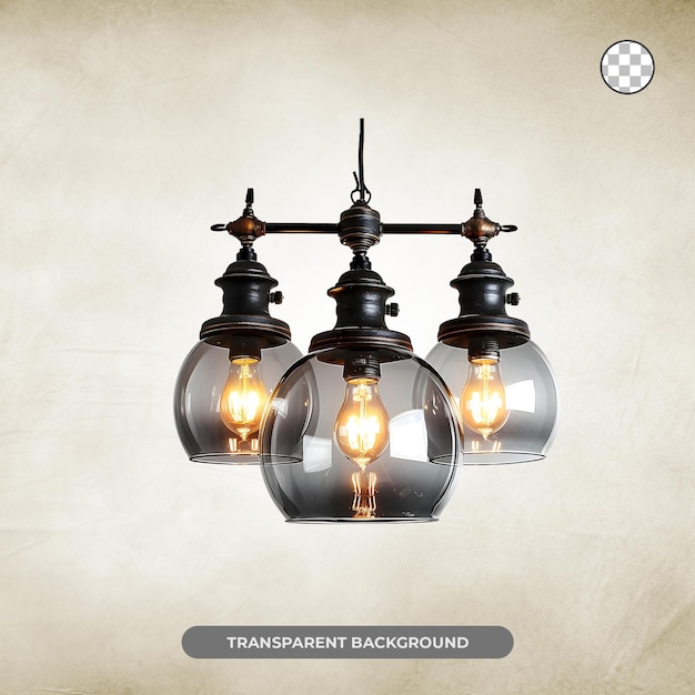 PSD vintage chandelier light bulbs isolated on transparent background