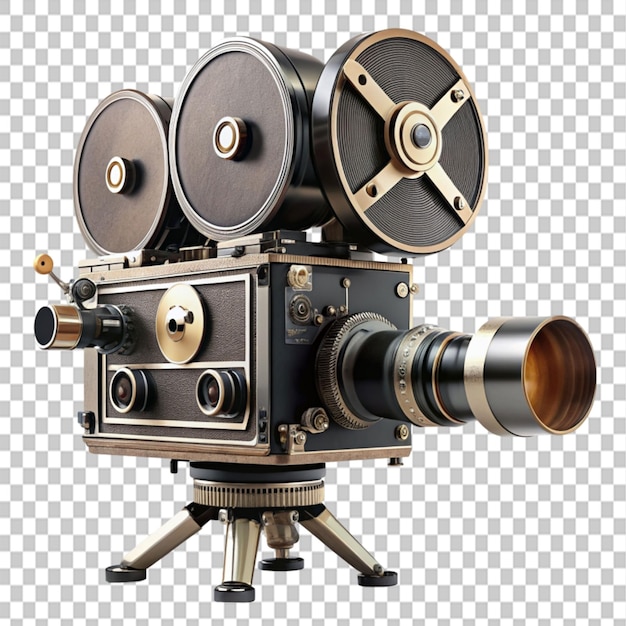 vintage cinema camera on transparent background