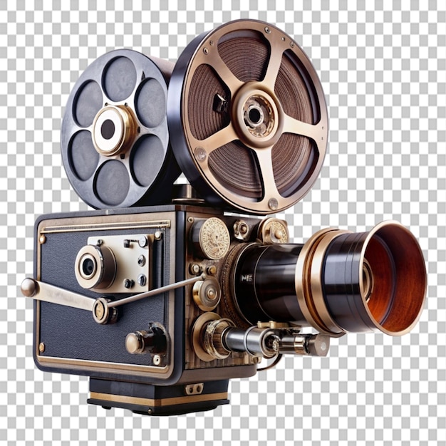 vintage cinema camera on transparent background