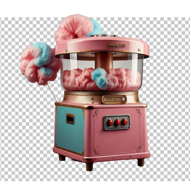 PSD vintage cotton candy machine png on white background