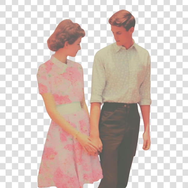 Vintage couple holding hands