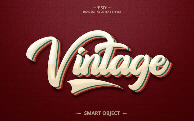 Vintage creative 3d psd text effect design