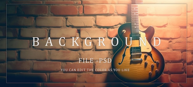 PSD vintage electric guitar against brick wall