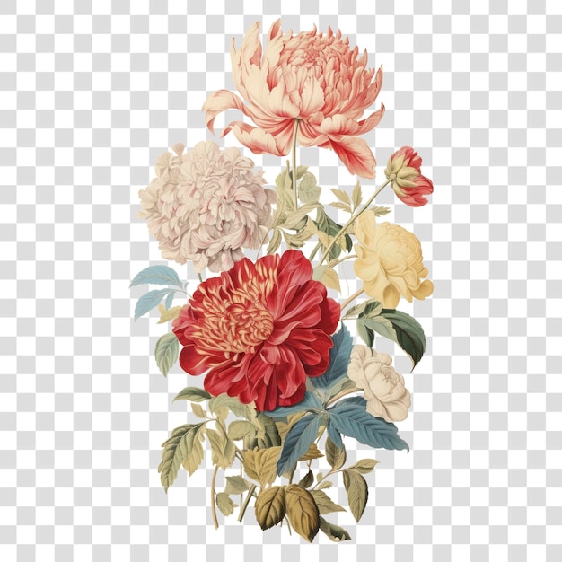 PSD vintage floral bouquet illustration