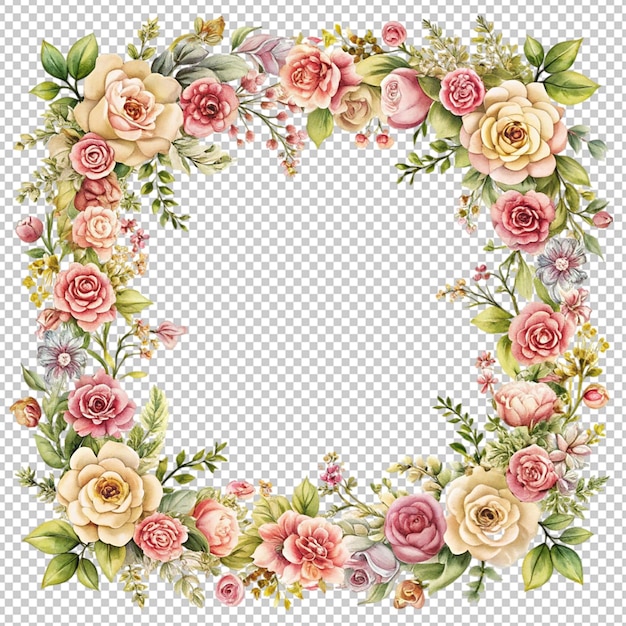 vintage floral frame on transparent background