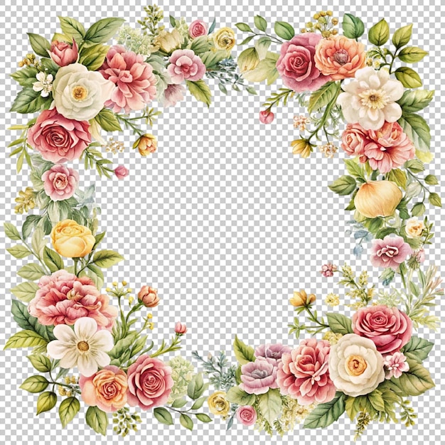 vintage floral frame on transparent background