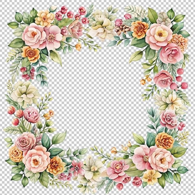 vintage floral frame on transparent background