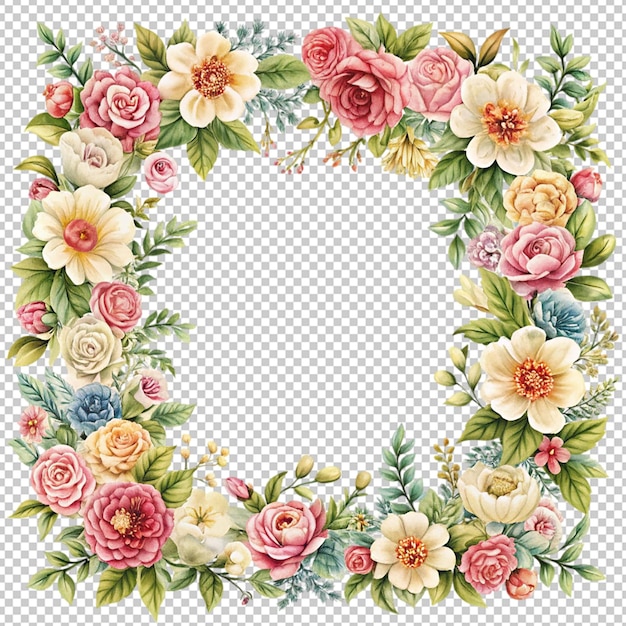 vintage floral frame on transparent background